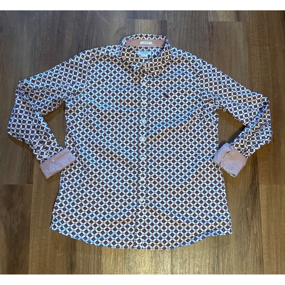 Ariat REAL Fitted Kirby Stretch Western Shirt Womens XL Geometric Diamond Aztec - Picture 2 of 8